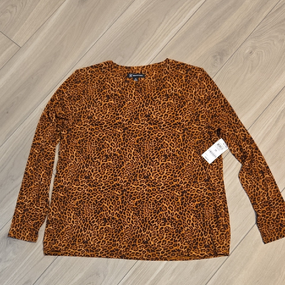 INC International Concepts Leopard Print Tunic - Brown
